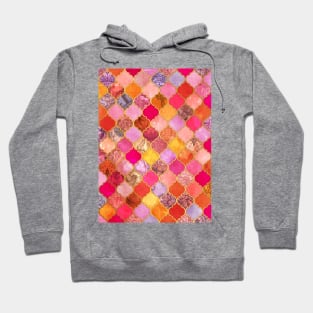 Hot Pink, Gold, Tangerine & Taupe Decorative Moroccan Tile Pattern Hoodie